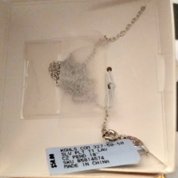 LILY & LACE Amethyst Purple & Clear CZ Silver Plated Pendant Chain Necklace**NEW - Picture 6 of 7